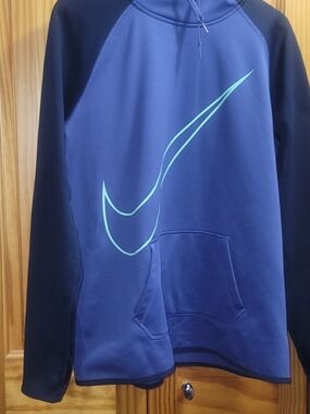 Nike Blue Purple Dri-FIT Pullover Hoodie with Teal Swoosh XL